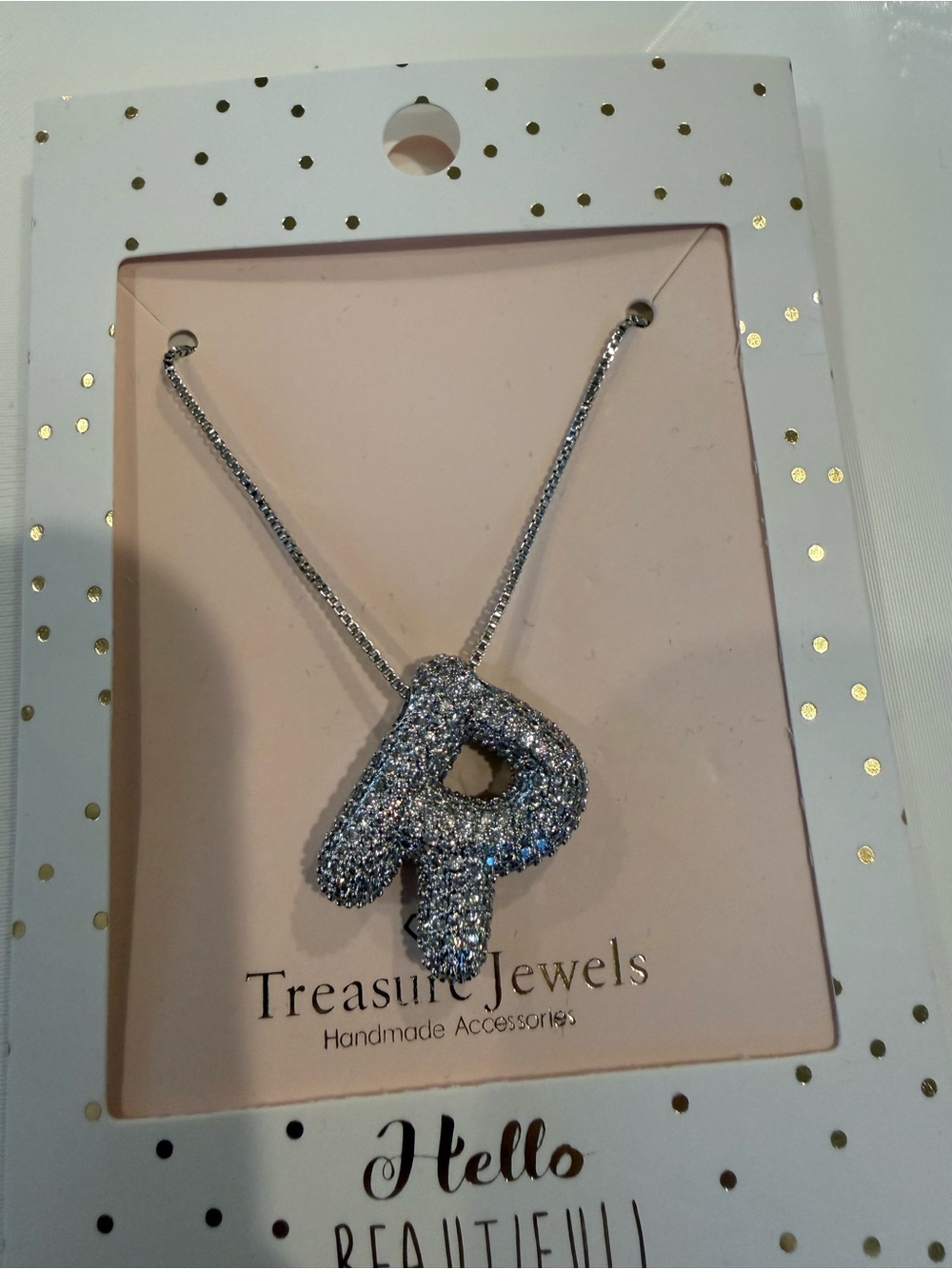 NWT by Treasure Jewels pavé bubble letter R pendant necklace!